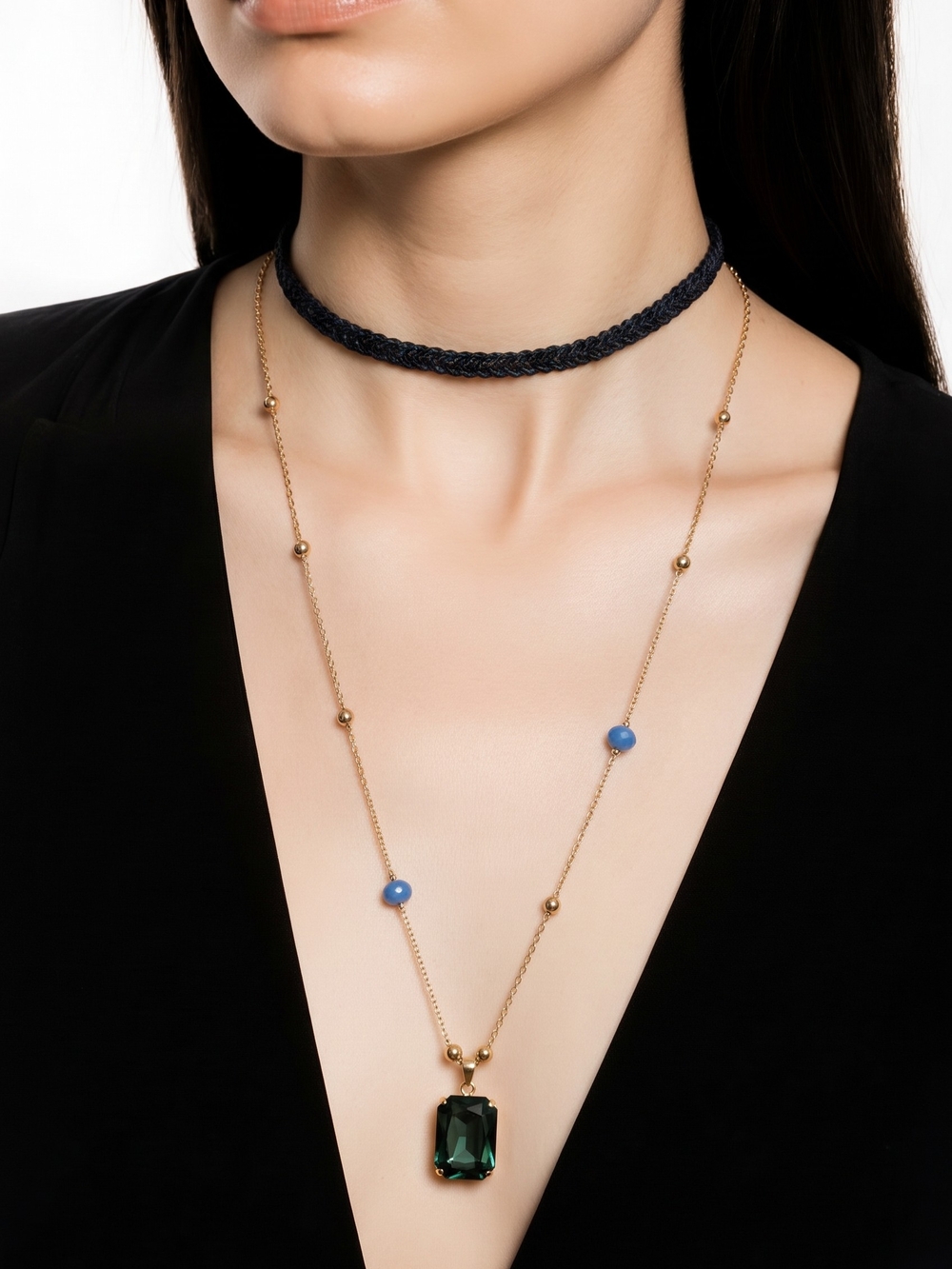 Charming Charlie gold-tone chain necklace deep green